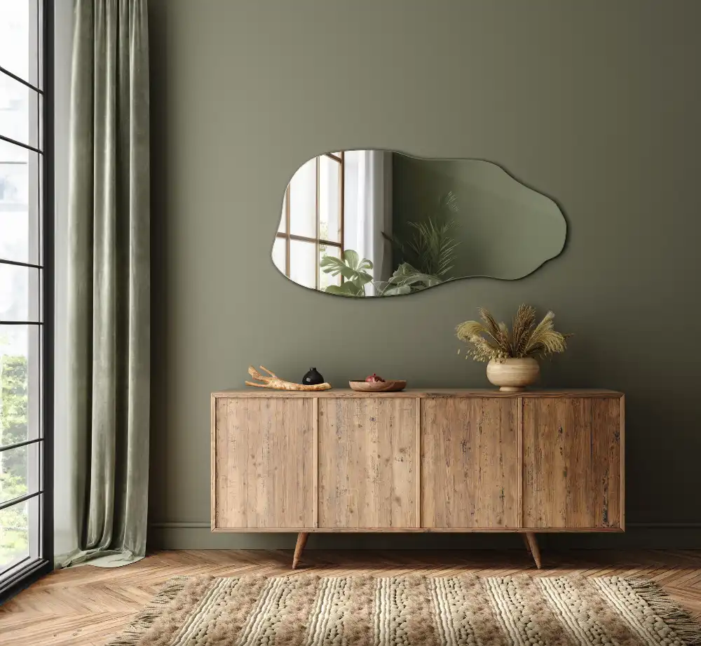 Organic shape mirror stain hanging