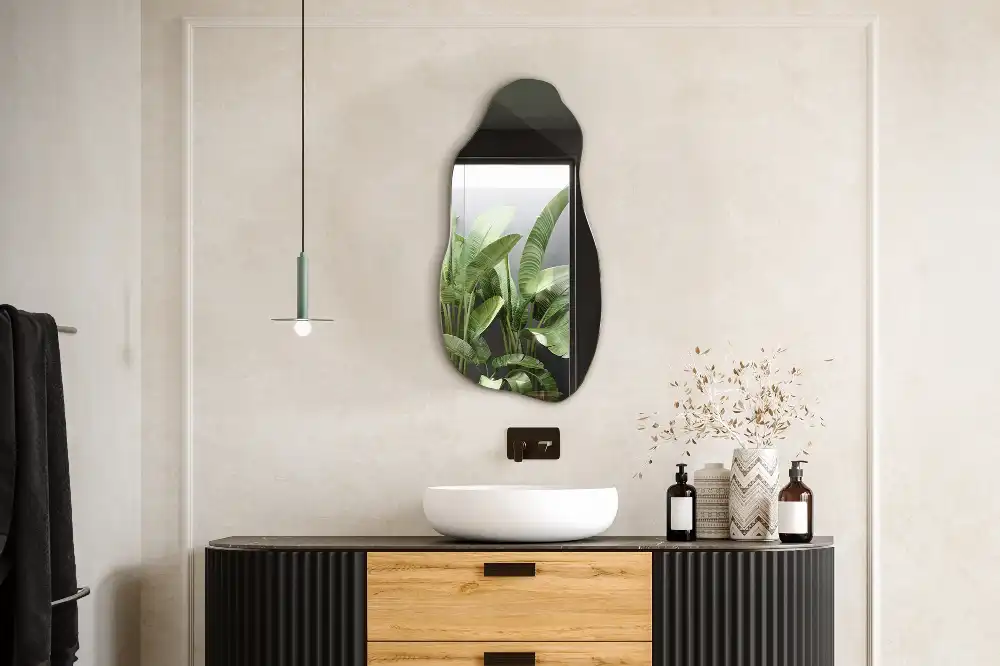 Organic shape mirror stain hanging