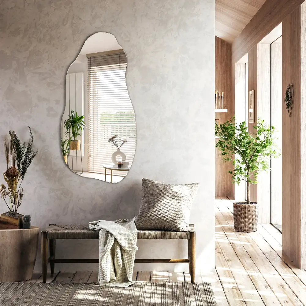 Organic shape mirror stain hanging