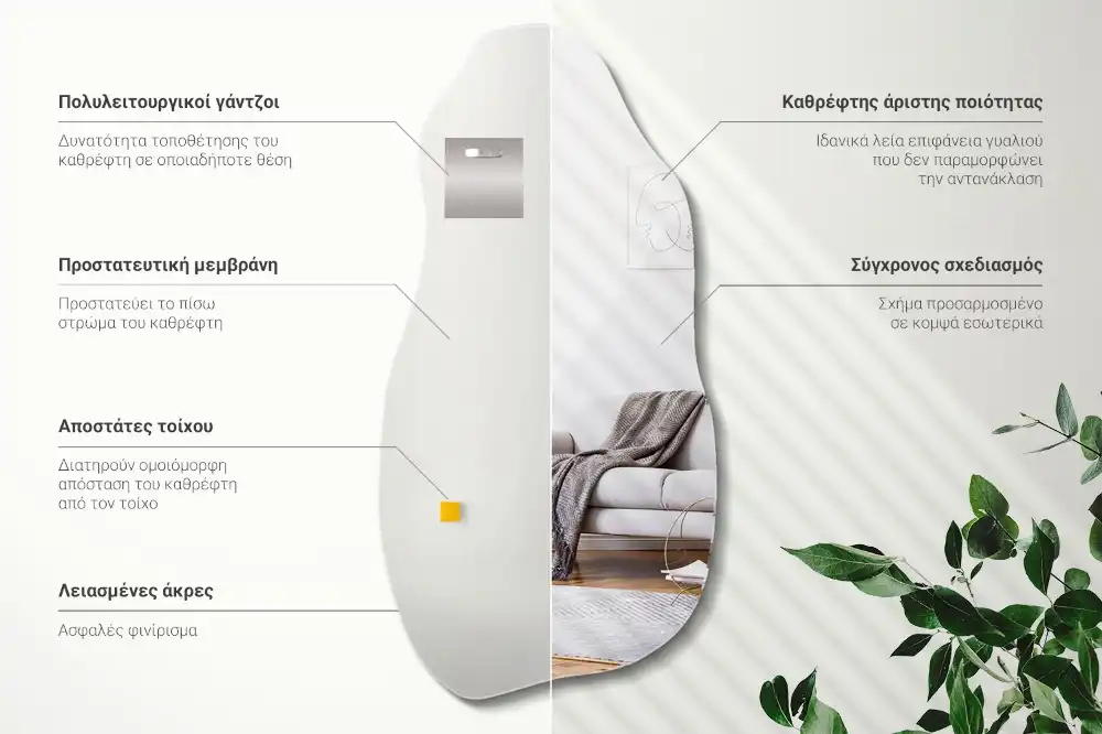 Organic shape mirror stain hanging