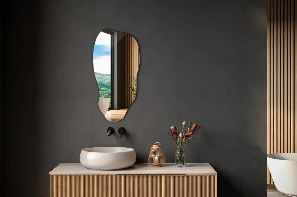 Organic shape mirror stain hanging