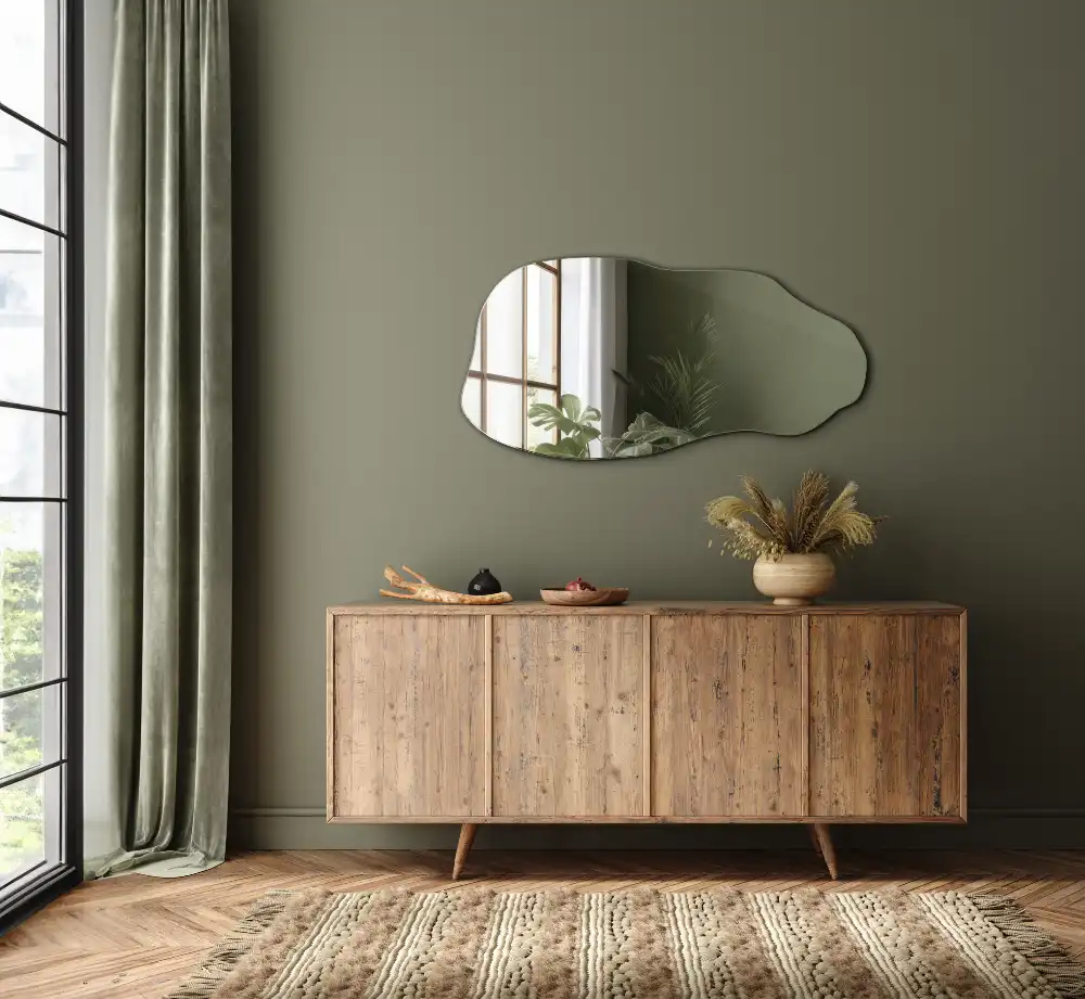 Organic shape mirror stain hanging