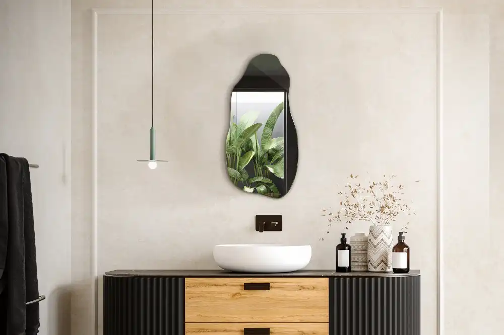 Organic shape mirror stain hanging