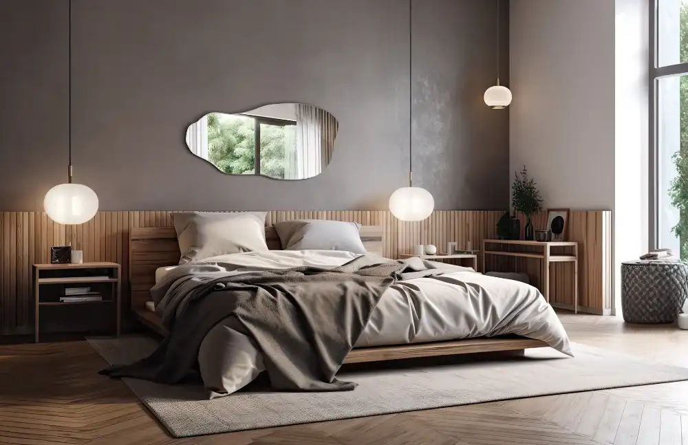 Organic shape mirror stain hanging