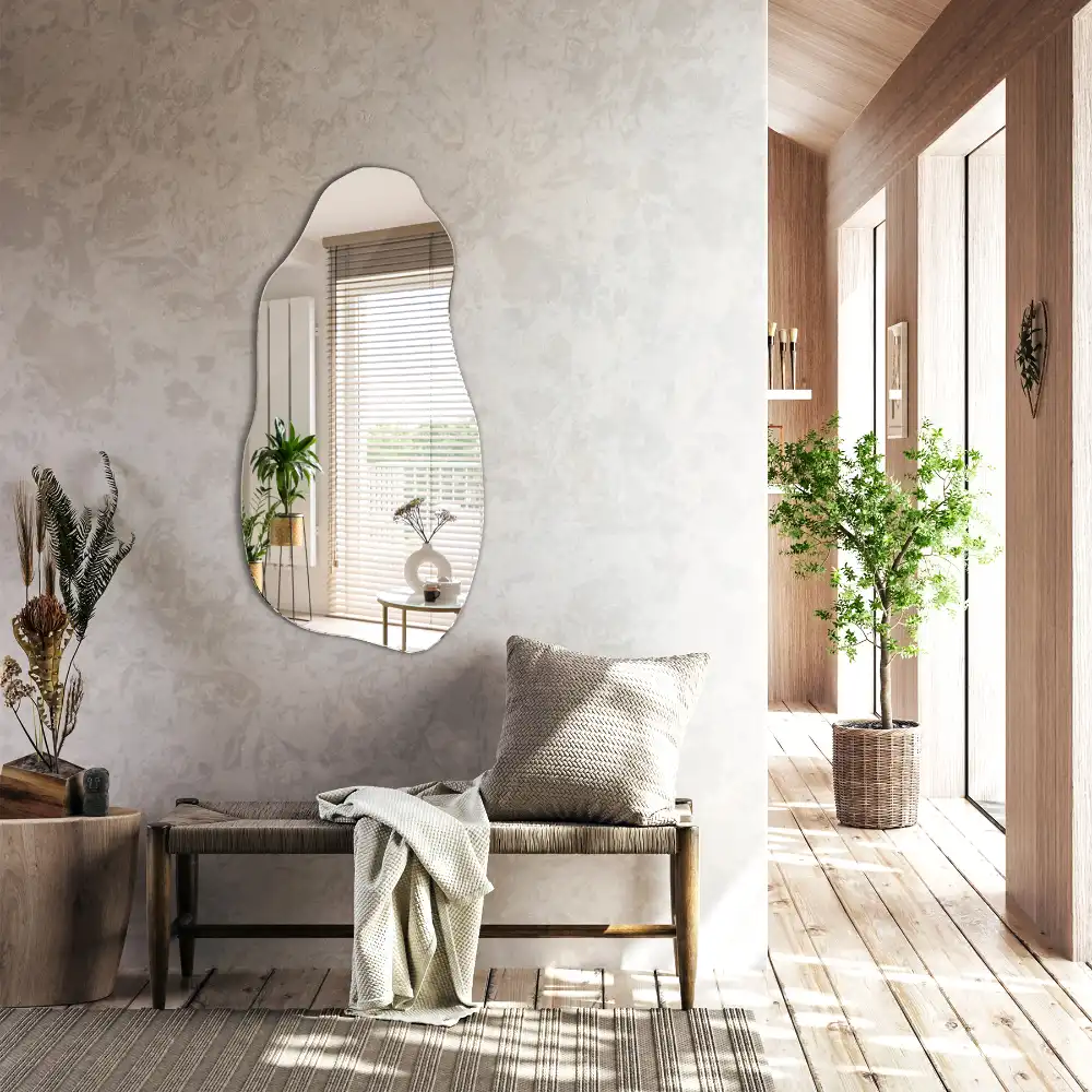 Organic shape mirror stain hanging