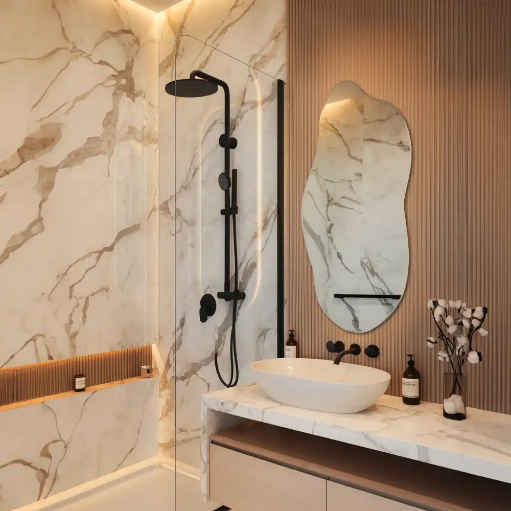 Organic shaped mirror an impressive addition