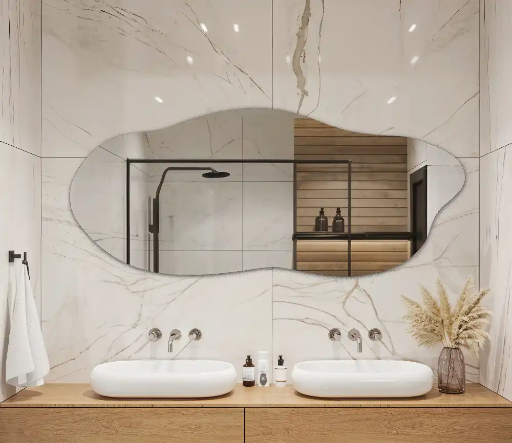 Organic shaped mirror an impressive addition
