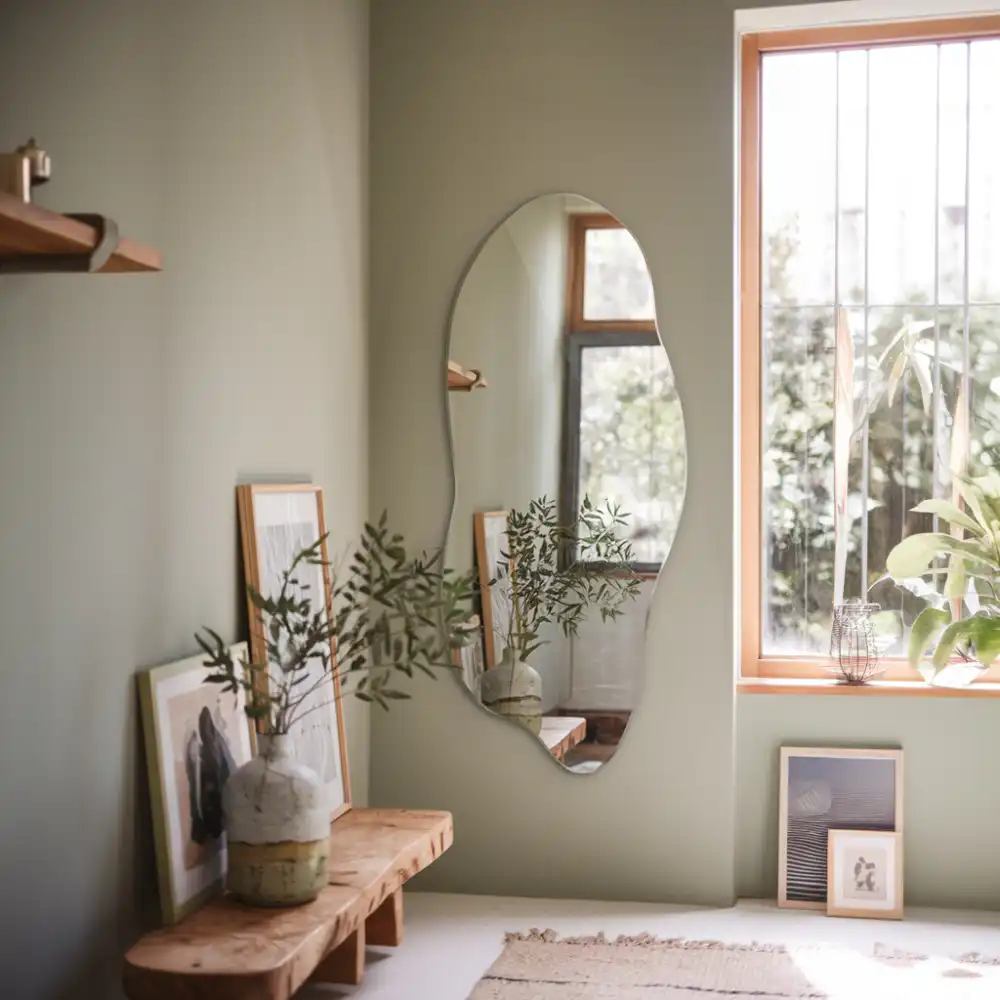 Organic shaped mirror an impressive addition