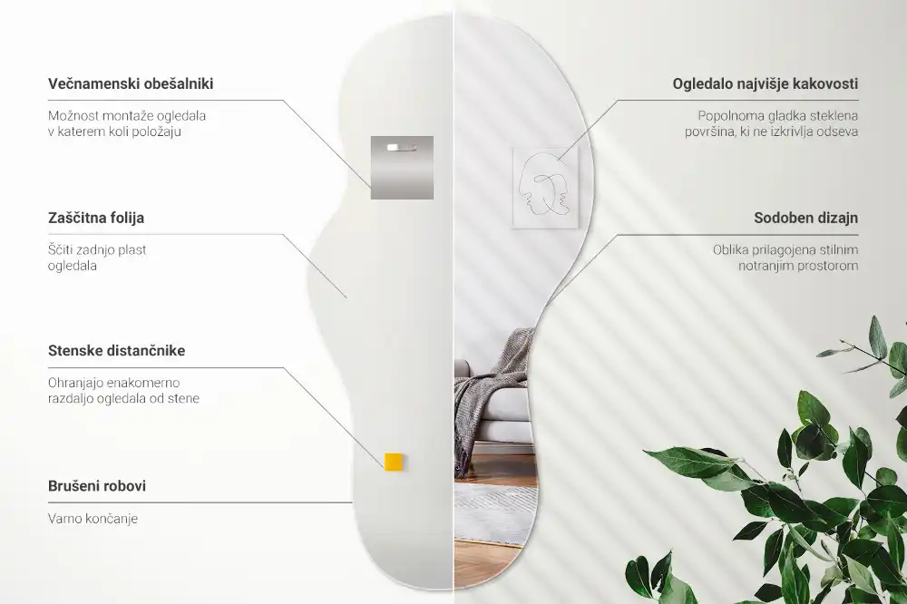 Organic shaped wall mirror