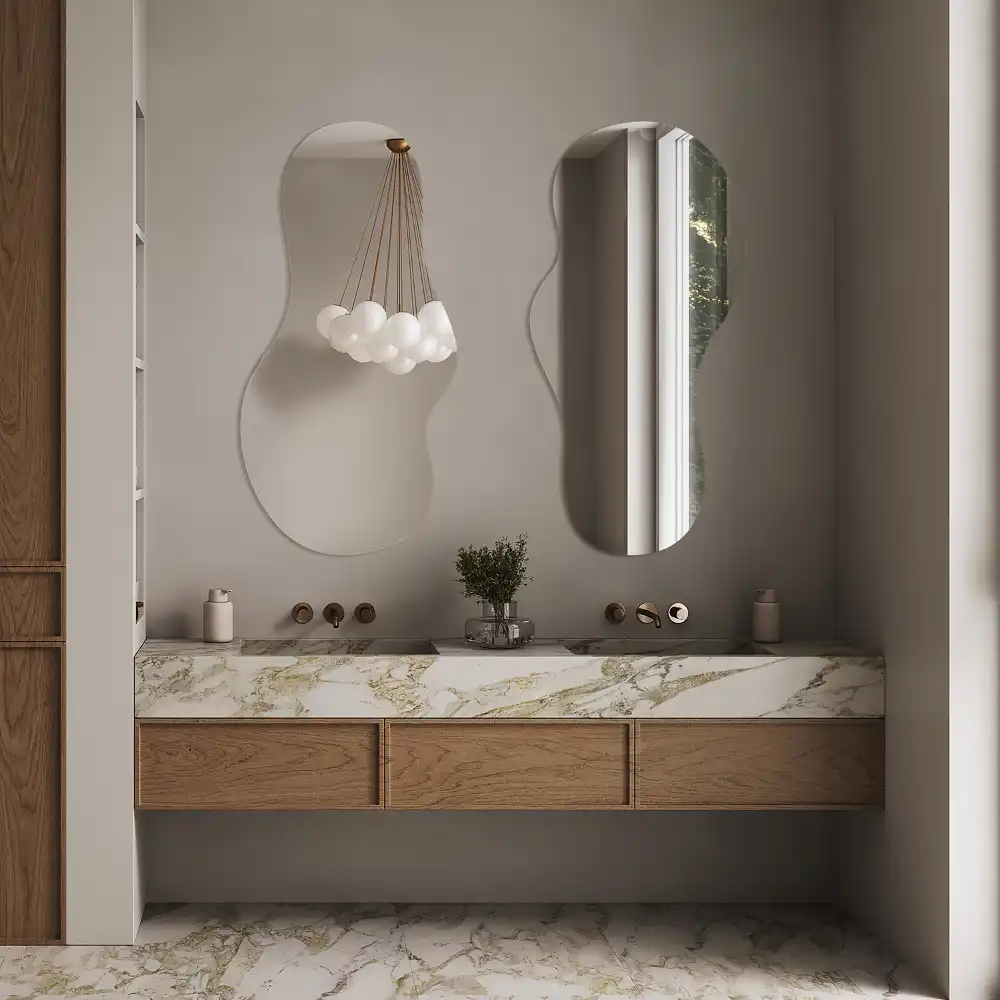 Organic shaped wall mirror