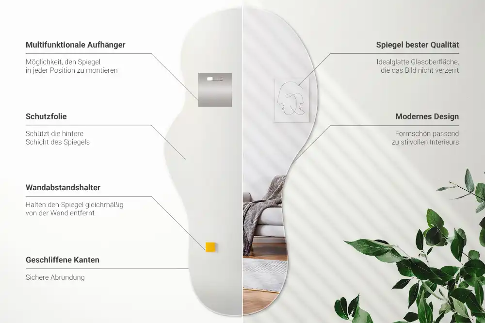 Organic shaped wall mirror