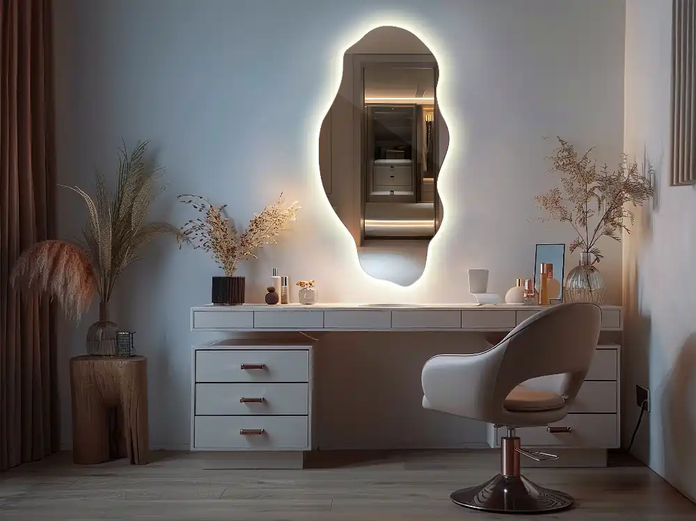 Unusual shaped mirror LED illuminated spot