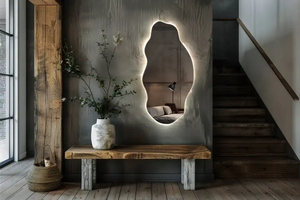 Unusual shaped mirror LED illuminated spot