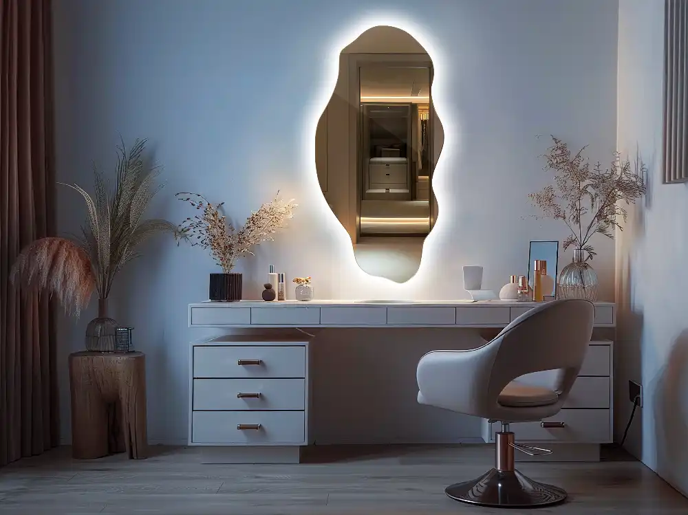 Unusual shaped mirror LED illuminated spot