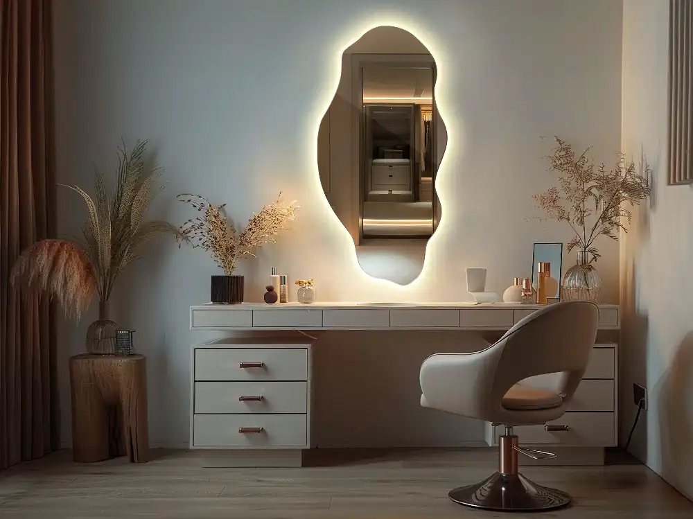 Unusual shaped mirror LED illuminated spot