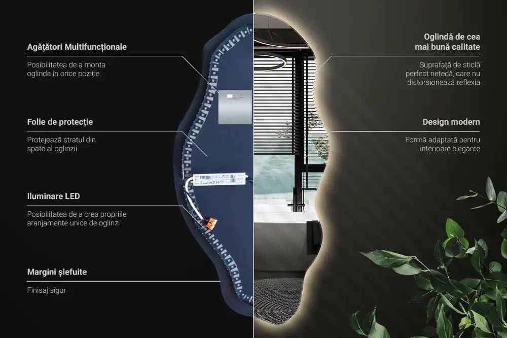 Unusual shaped mirror LED illuminated spot