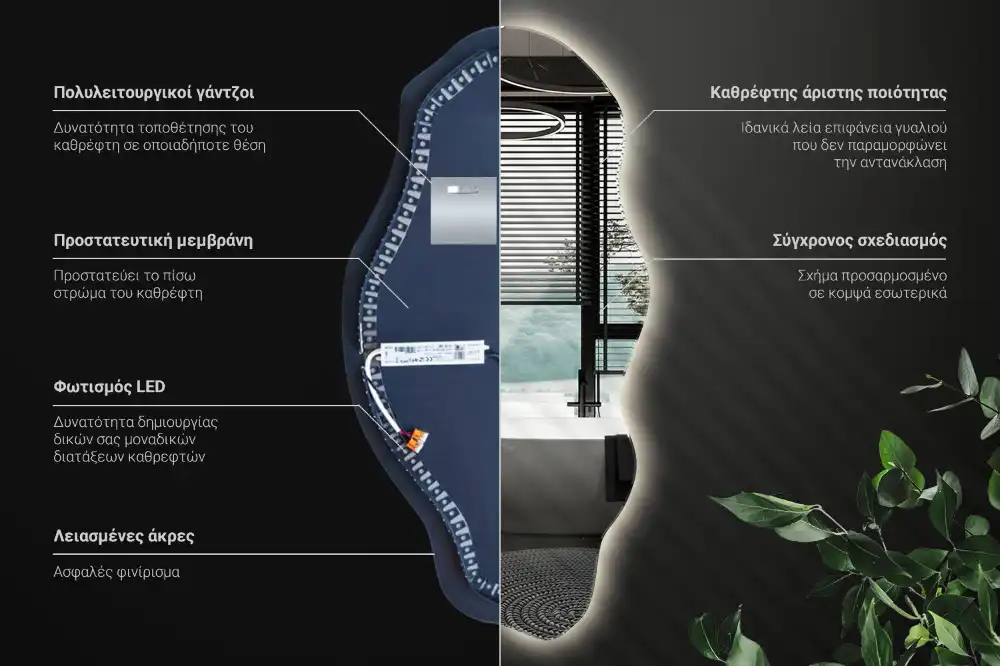 Unusual shaped mirror LED illuminated spot