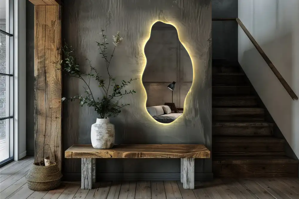 Unusual shaped mirror LED illuminated spot