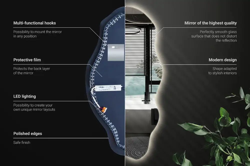Unusual shaped mirror LED illuminated spot