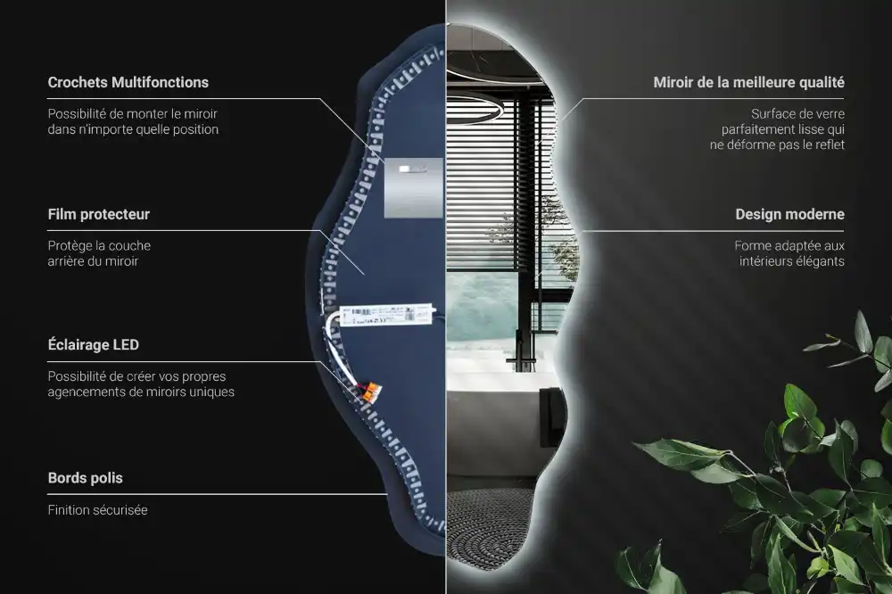 Unusual shaped mirror LED illuminated spot