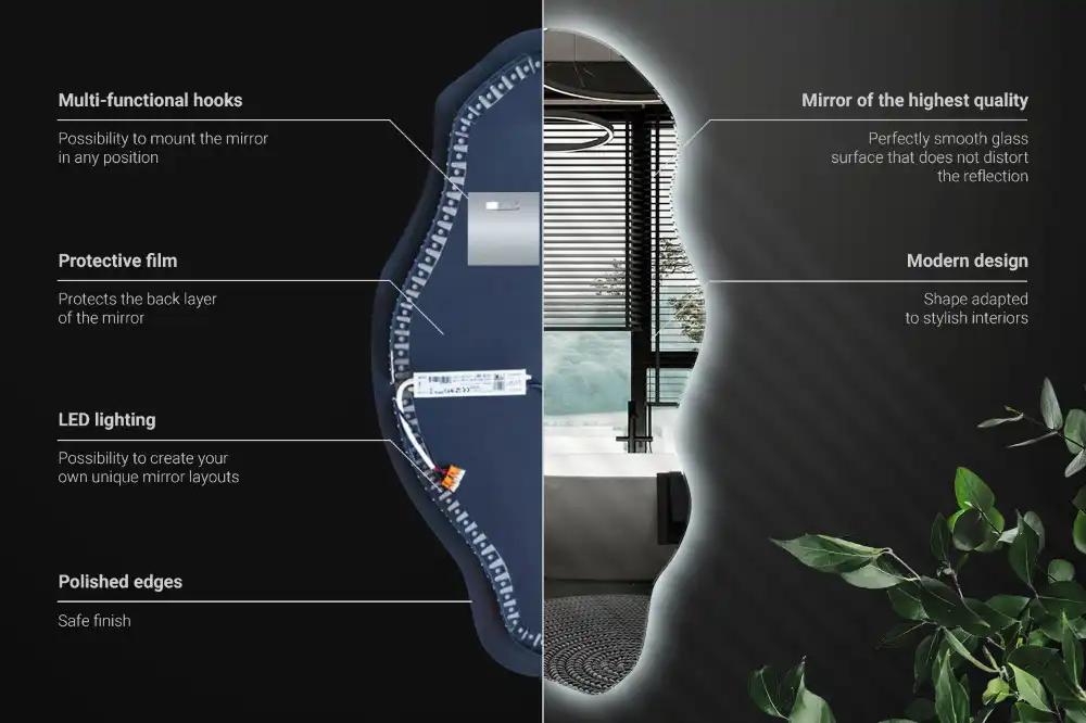 Unusual shaped mirror LED illuminated spot