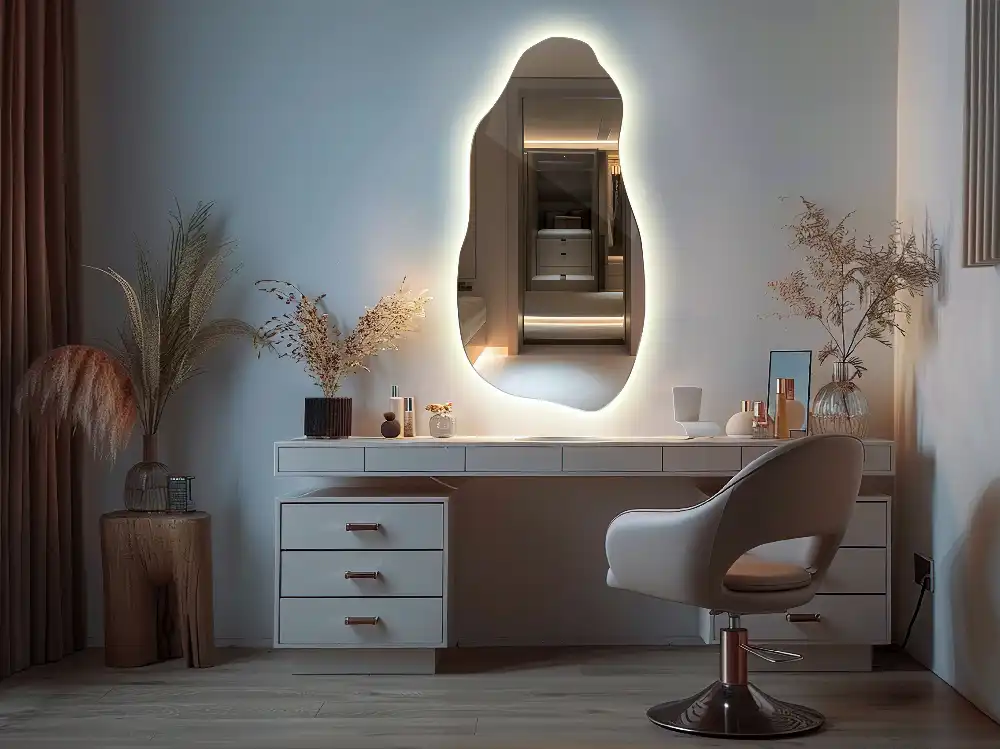Organic mirror with led lights stylish
