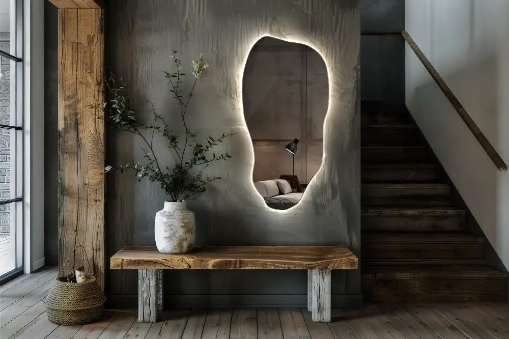 Organic mirror with led lights stylish