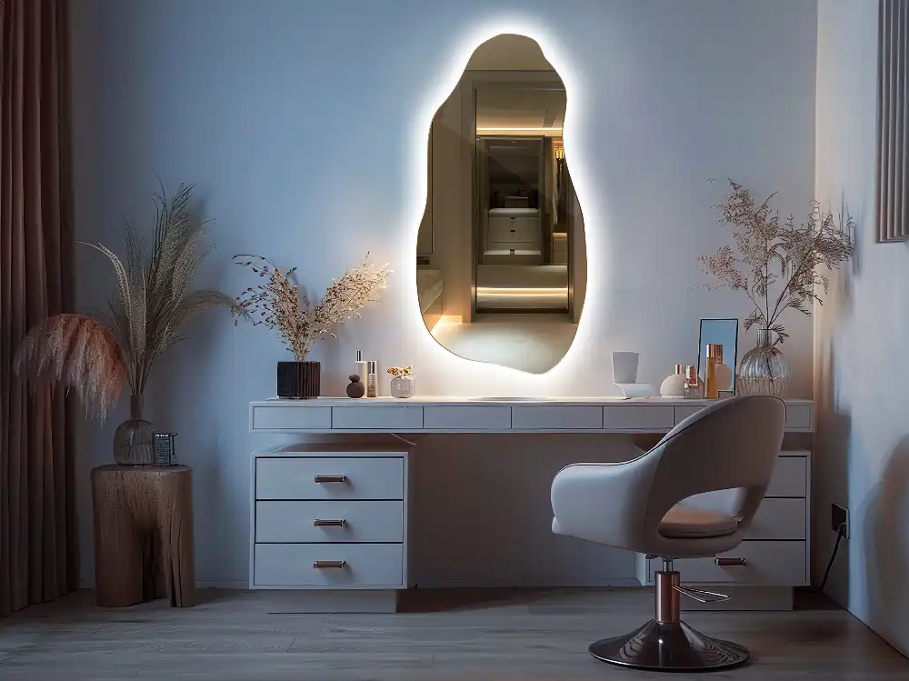 Organic mirror with led lights stylish