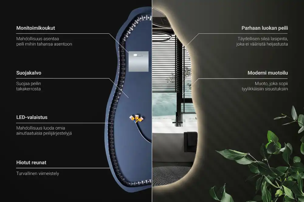 Organic mirror with led lights stylish