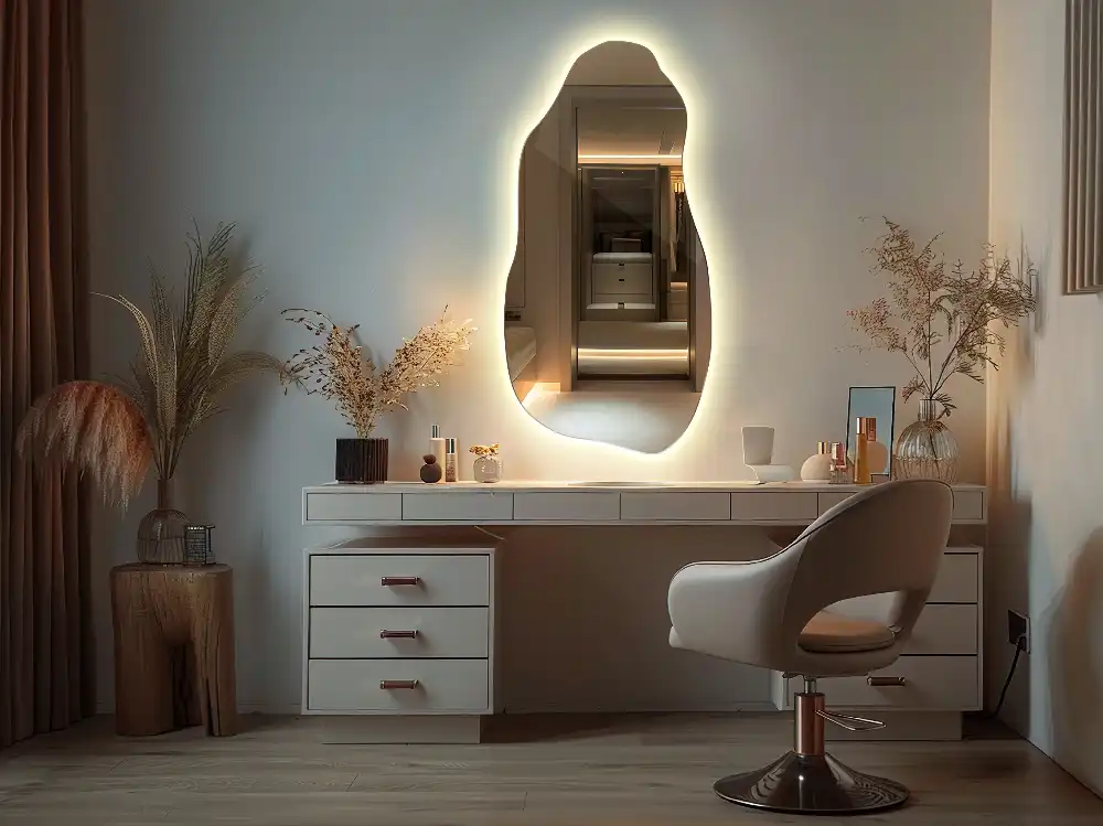 Organic mirror with led lights stylish