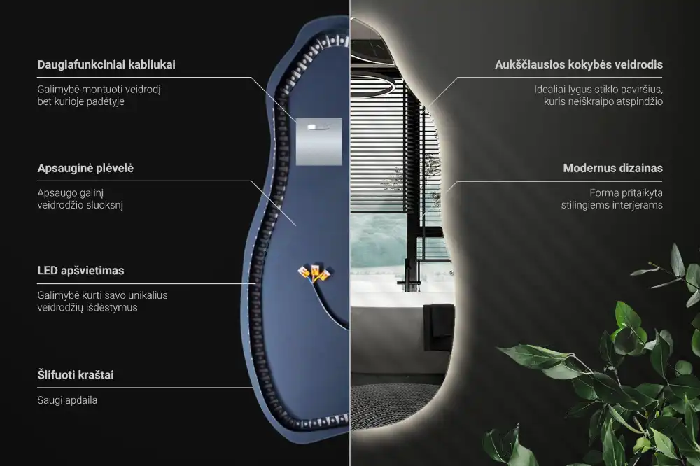 Organic mirror with led lights stylish