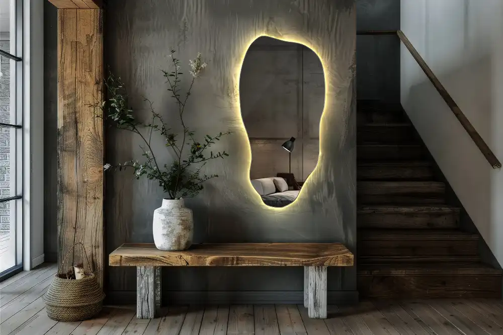 Organic mirror with led lights stylish