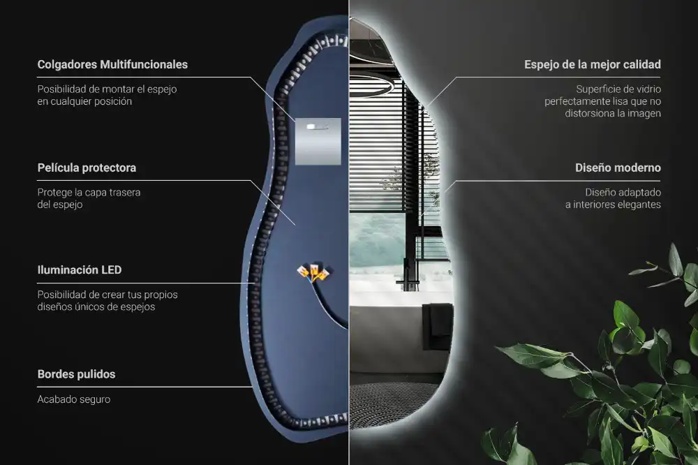 Organic mirror with led lights stylish