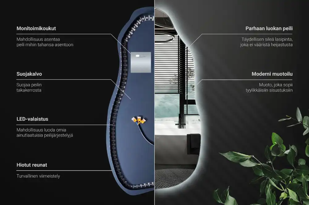 Organic mirror with led lights stylish