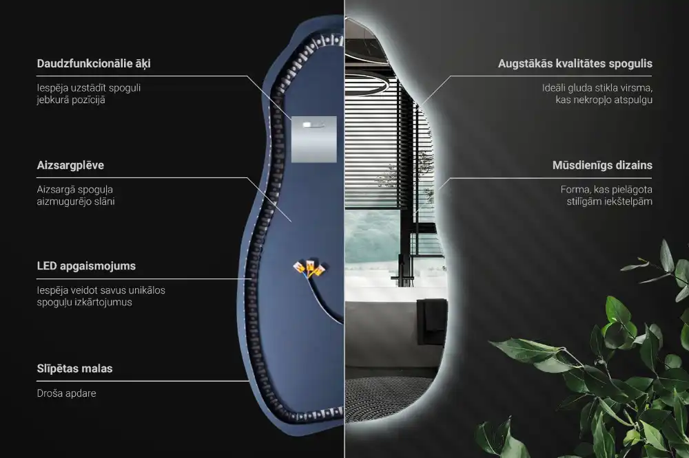 Organic mirror with led lights stylish