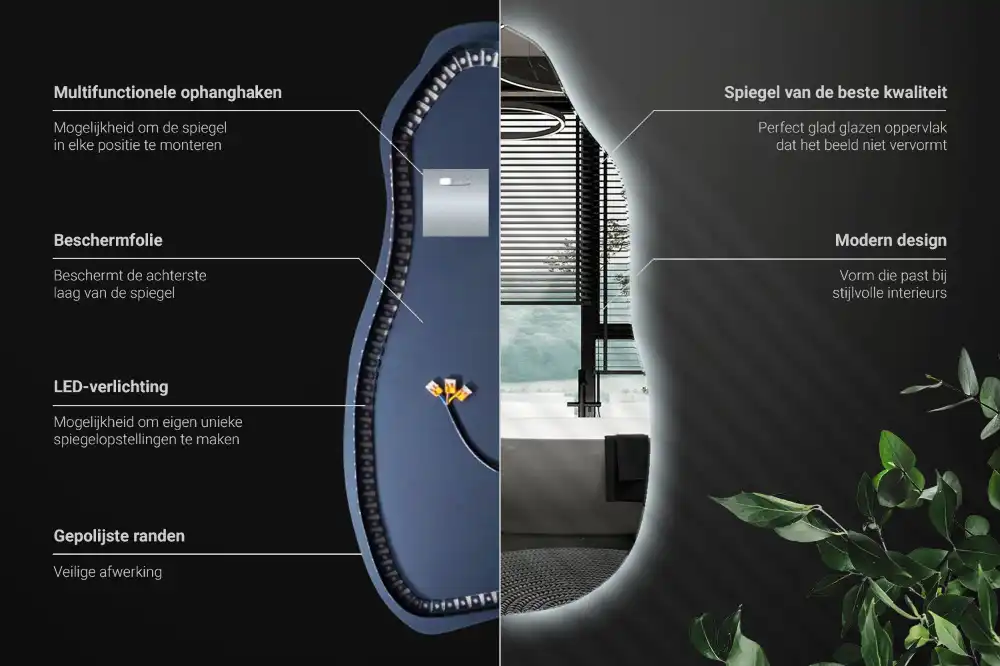 Organic mirror with led lights stylish