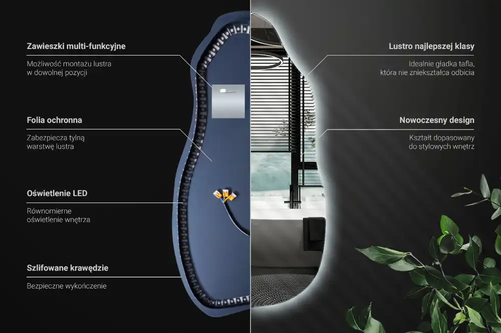 Organic mirror with led lights stylish
