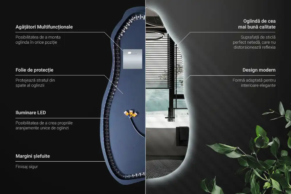 Organic mirror with led lights stylish