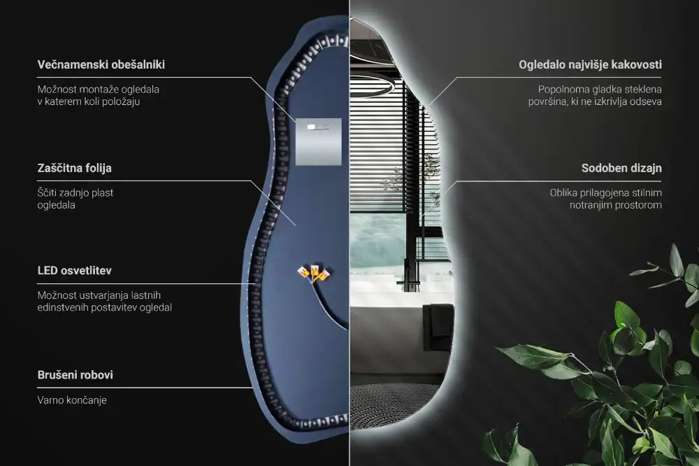 Organic mirror with led lights stylish