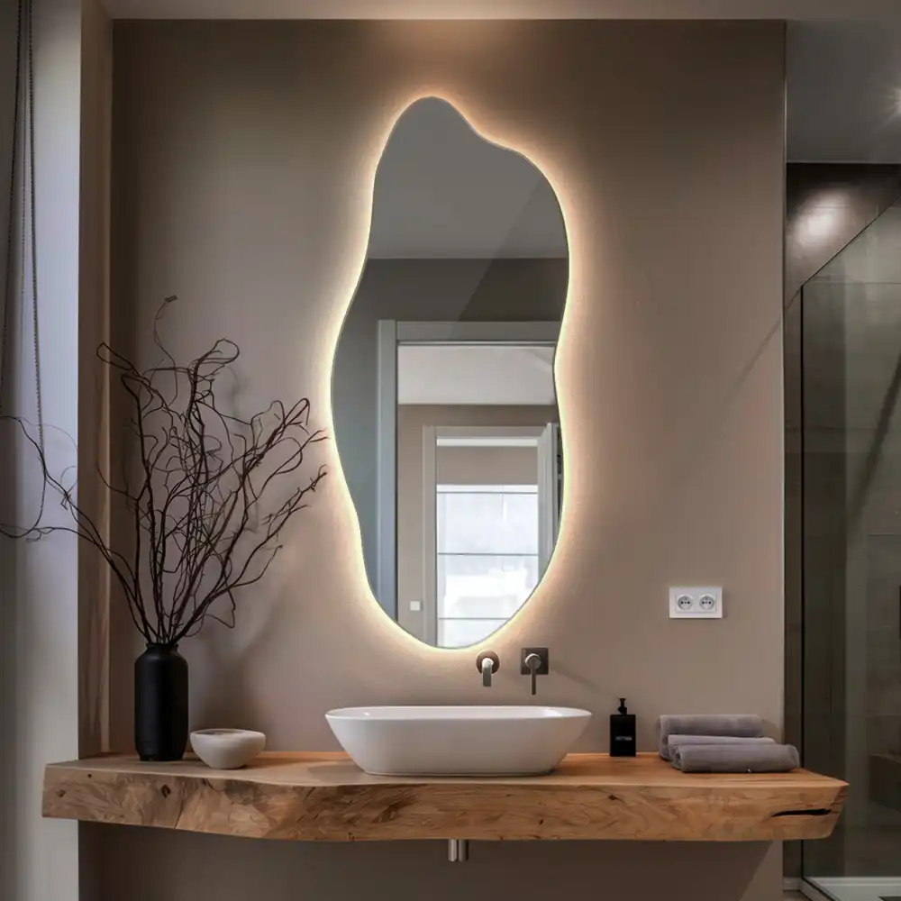 Organic shape led backlit mirror stylish
