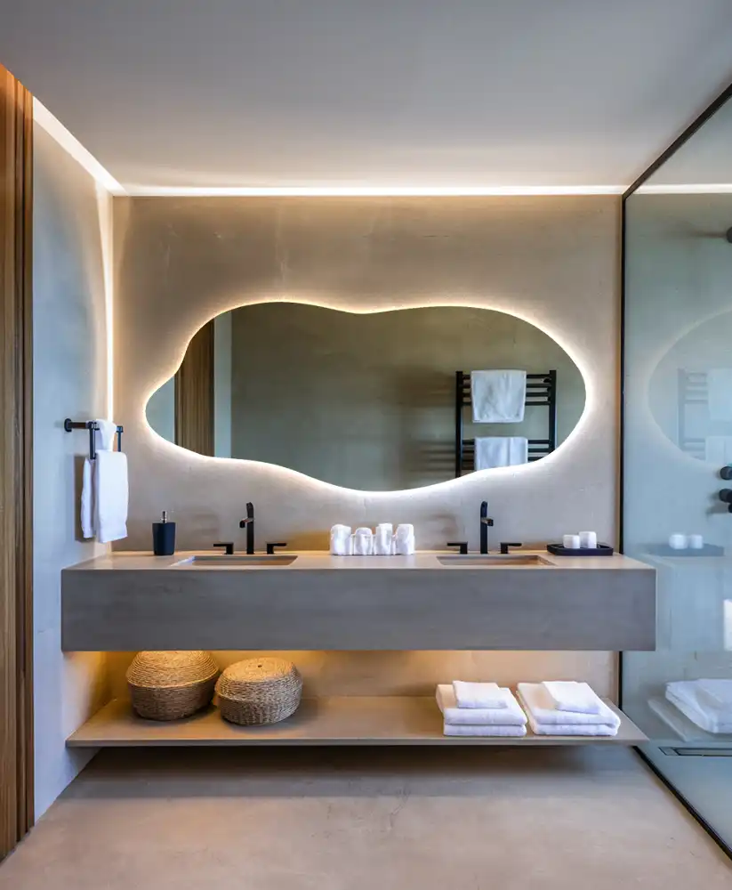 Organic shape led backlit mirror stylish