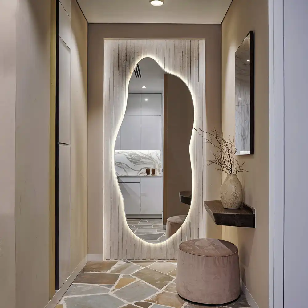 Organic shape led backlit mirror stylish