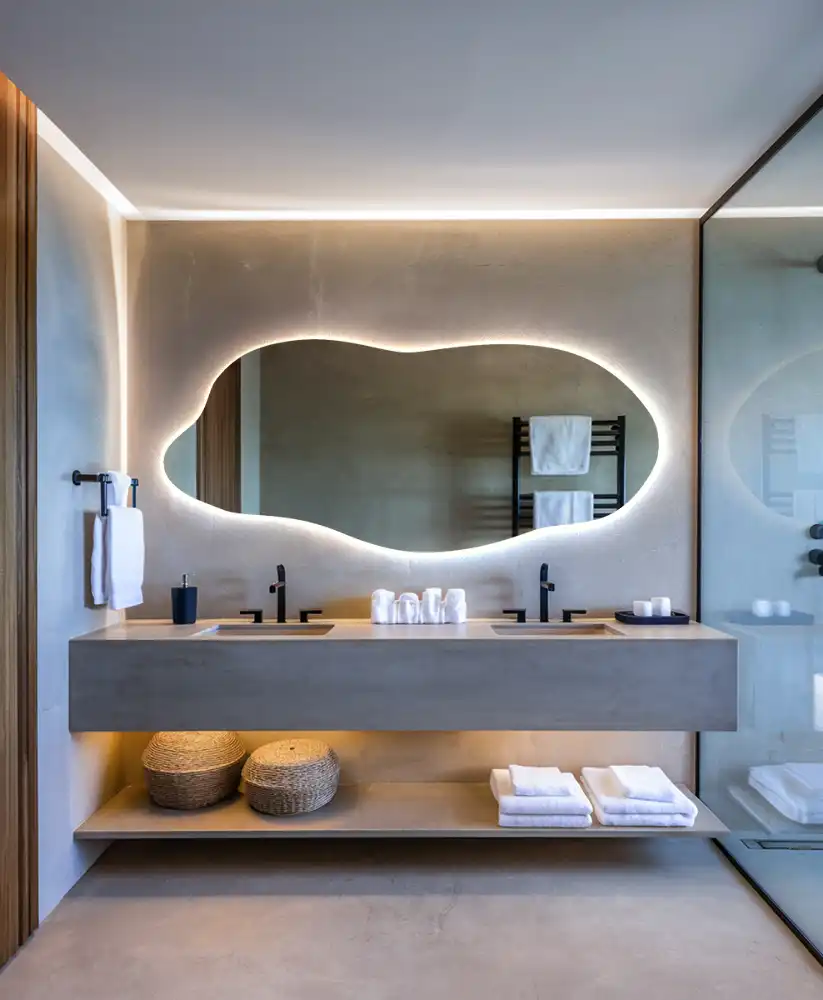 Organic shape led backlit mirror stylish