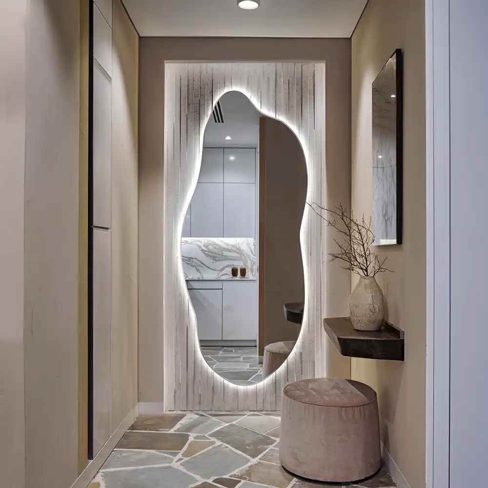 Organic shape led backlit mirror stylish