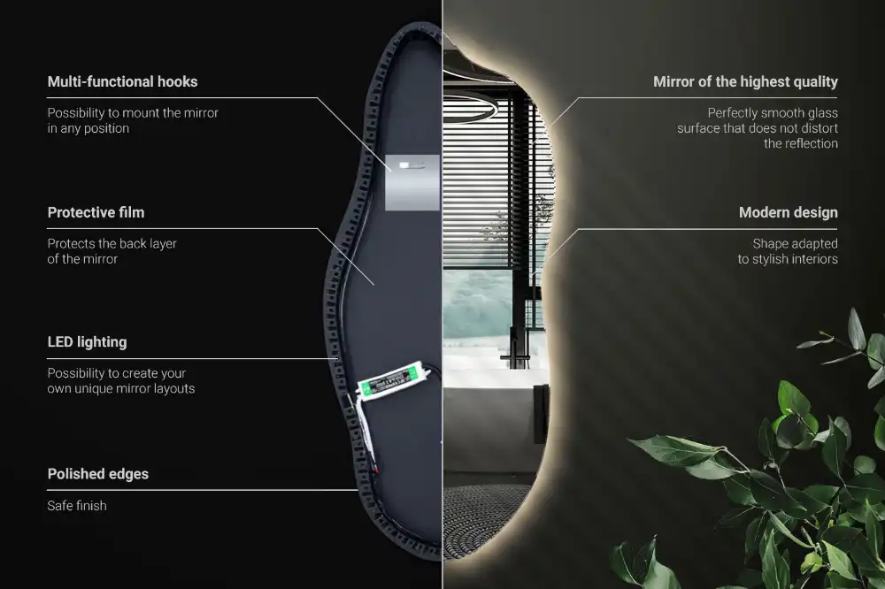 Organic shape led backlit mirror stylish