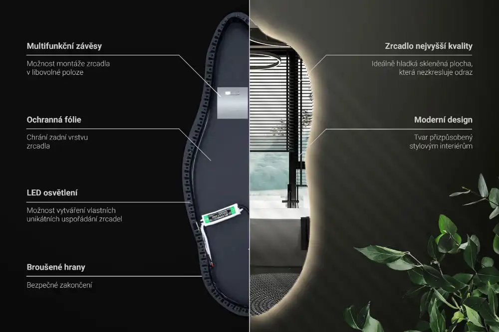 Organic shape led backlit mirror stylish