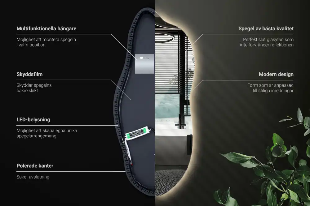 Organic shape led backlit mirror stylish