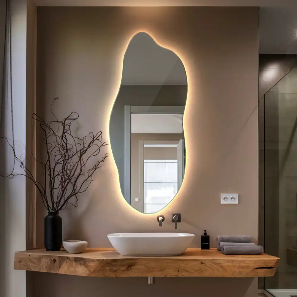 Organic shape led backlit mirror stylish