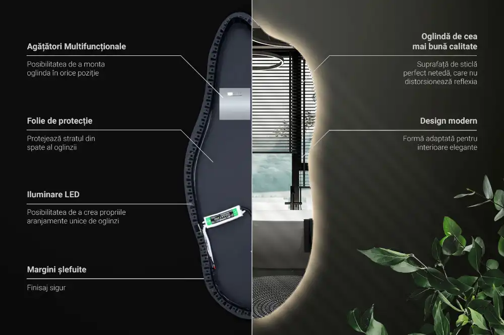 Organic shape led backlit mirror stylish