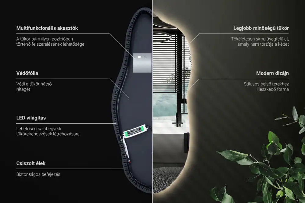 Organic shape led backlit mirror stylish